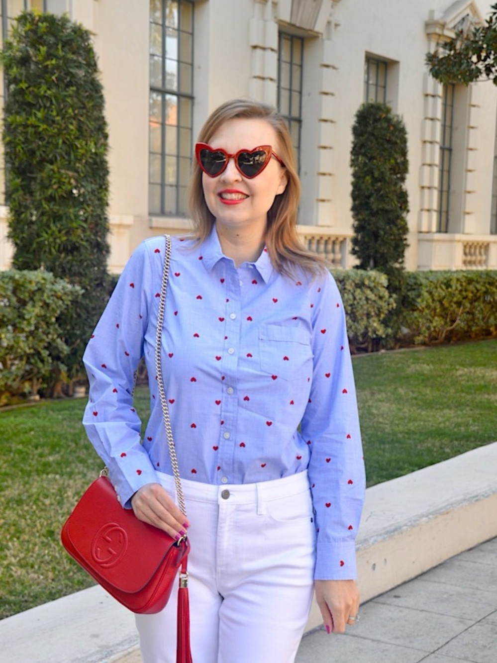 J.Crew Heart Printed Button-up Shirt in End-on-end Cotton - LP